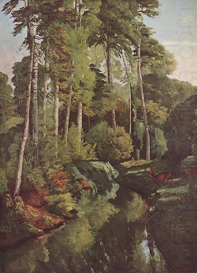 Waldbach mit Rehen, Gustave Courbet